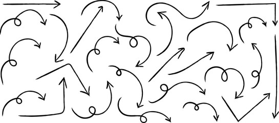 Collection of various black arrows and curved lines 