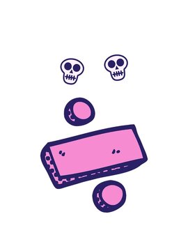 spinning skulls animation of cartoon doodle divide symbol