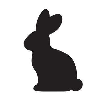 black bunny Silhouette, Minimalist Rabbit Shape, Easter Symbol, Simple Animal Icon- Vector Illustration