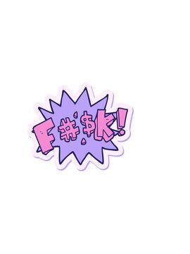 horizontally vibrating animation of sticker of a cartoon swearword