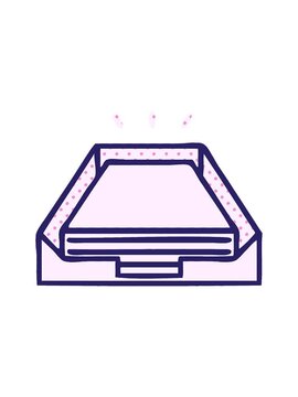 shine light effect animation of comic book style cartoon of a paper stack in tray