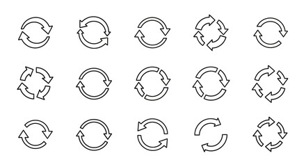 Rotation arrows vector set, cycle signs collection