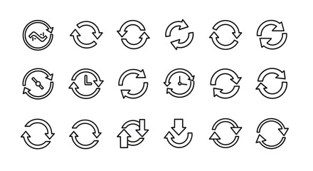 Rotation arrows vector set. Cycle, reload, refresh icons