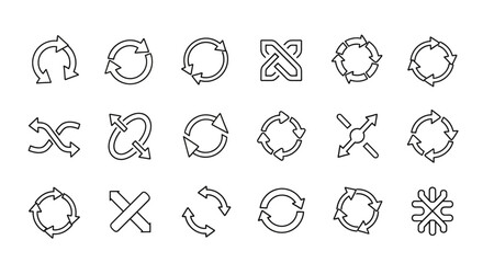 Rotation arrows vector set, recycle icons