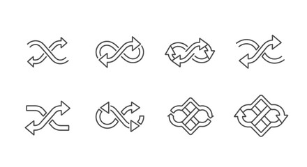 Shuffle icon set. Random vector arrows collection.