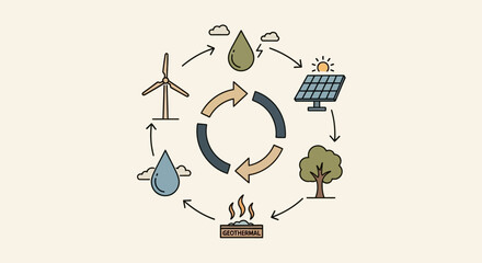 Sustainable Energy Cycle: Renewable Resources Illustration