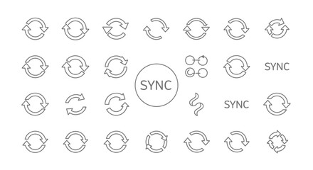 Sync Icons Set, Synchronization Symbols Collection
