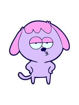 neon light effect animation of cartoon bored dog