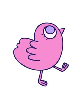 bobbing motion animation of hand drawn quirky cartoon yellow bird design