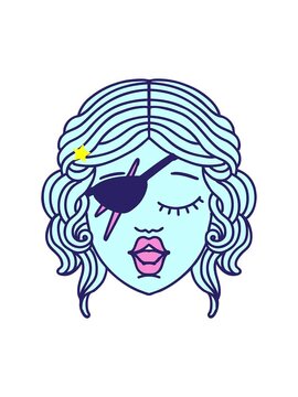 twinkling stars effect animation of Retro Tattoo Style human rogue character
