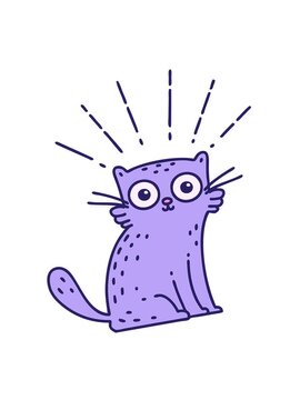 shaking motion animation of illustration of a traditional tattoo style surprised cat