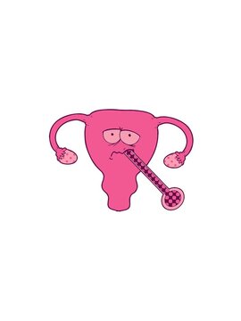 pressure popping animation of cartoon poorly uterus