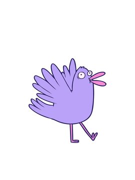 bobbing motion animation of cartoon bird squawking