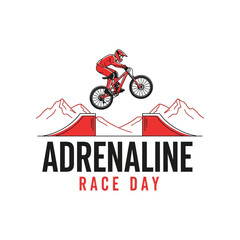 Naklejka premium Action Sports Enthusiast Soaring High On BMX Bike During Adrenaline-Fueled Race Day Event