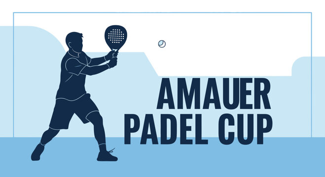 Amaer Padel Cup Event Illustration Featuring a Silhouette Playing Padle and a Clean Design