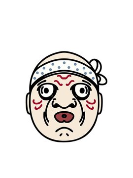 blinking radial lines animation of japanese hyottoko noh theatre mask