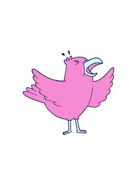 spinning motion animation of cartoon squawking bird