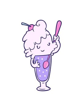 bobbing motion animation of a cartoon ice cream soda girl