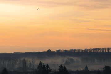Lever de soleil brumeux