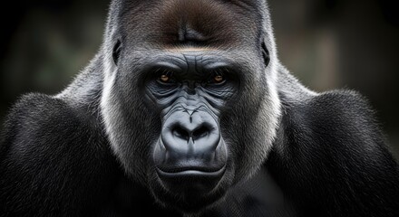 Obraz premium Majestic gorilla portrait with intense gaze and strong facial features
