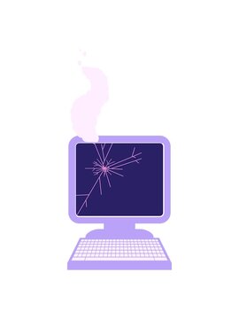 power up animation of broken computer graphic vector illustration icon