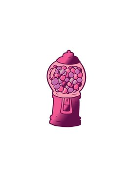 pressure popping animation of cartoon gumball machine