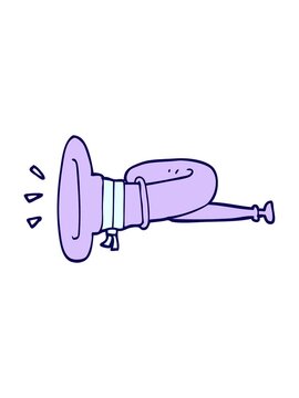 neon light effect animation of cartoon doodle curled horn instrument
