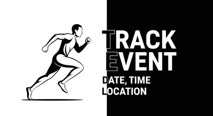 Fototapeta premium Athletic Track Event Advertisement In Bold Typography With An Agile Runner Silhouette