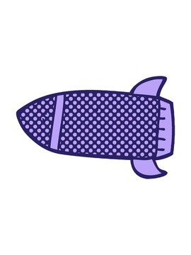 pixelize effect animation of cartoon doodle rocket