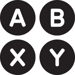 Gaming controller buttons A B X Y in bold black and white for modern digital design © Tayyab