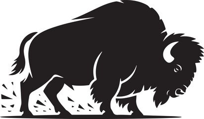 Black Bison Illustration Silhouette on White Background © Nurcreator