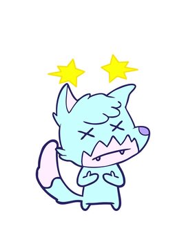 spinning stars animation of cartoon cross eyed fox