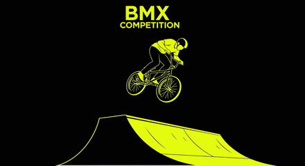 Naklejka premium BMX Competition Silhouette: Dynamic Action of A Rider Performing A Stunt in Sport