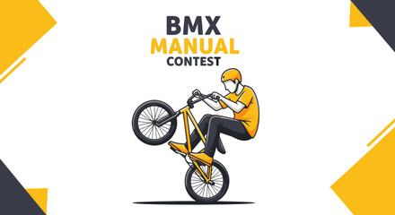 Naklejka premium BMX Manual Contest: A Dynamic Illustration of Bicycle Stunt Performance and Extreme Sports