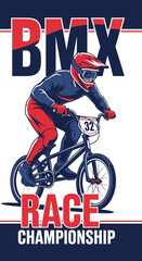 Naklejka premium BMX Racer Executes a Stunt in a High-Energy Championship Competition Illustrative Design