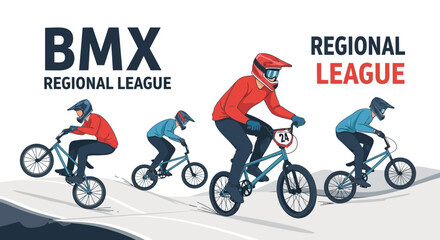 Naklejka premium BMX Regional League Event Depicting Cyclists in Action and Showcasing Speed and Skill