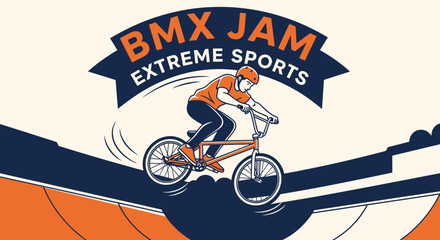 Naklejka premium BMX Jam Extreme Sports Championship Featuring Dynamic Action and Bold Graphic Design
