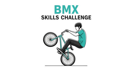 Naklejka premium BMX Stunt Performer Executes Wheelie During Thrilling Skills Challenge Competition