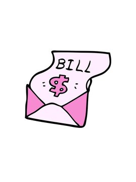 jumping motion animation of cartoon doodle bill in envelope