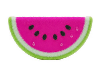 A vibrant and juicy slice of watermelon with a green rind and red flesh