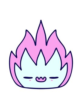 neon light effect animation of cartoon of a cute flame demon