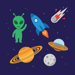 Space Exploration and Extraterrestrial Life Illustration.