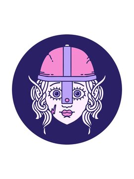 splitting motion animation of icon of elf fighter character face