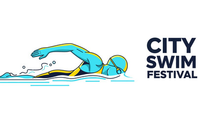 Fototapeta premium City Swim Festival: An Artistic Depiction of a Swimmer in a Modern Event