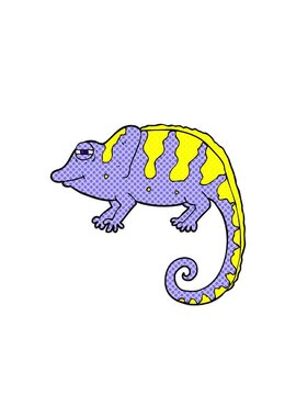 blinking radial lines animation of freehand drawn cartoon chameleon