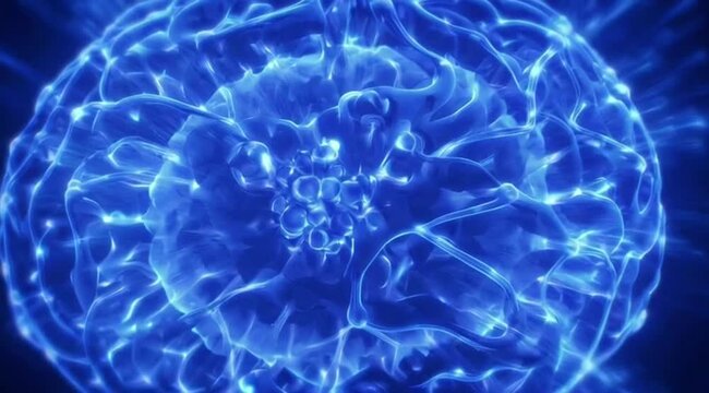 A digital brain on a dark screen, a sci-fi light.