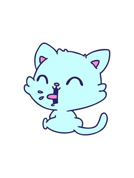 popping motion animation of freehand cartoon of cute kawaii cat