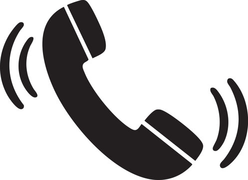 Black vector phone icon with glossy round design for communication and support