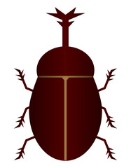 夏の季節の昆虫の雄のカブトムシをグラデーションを付けてカラーでシンプルにデザインしたベクターのイラストのグラフィック素材