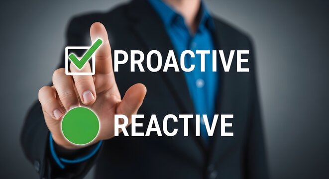 Proactive vs reactive business strategy concept